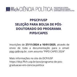 Bolsa pos-doc Ciência Política – USP